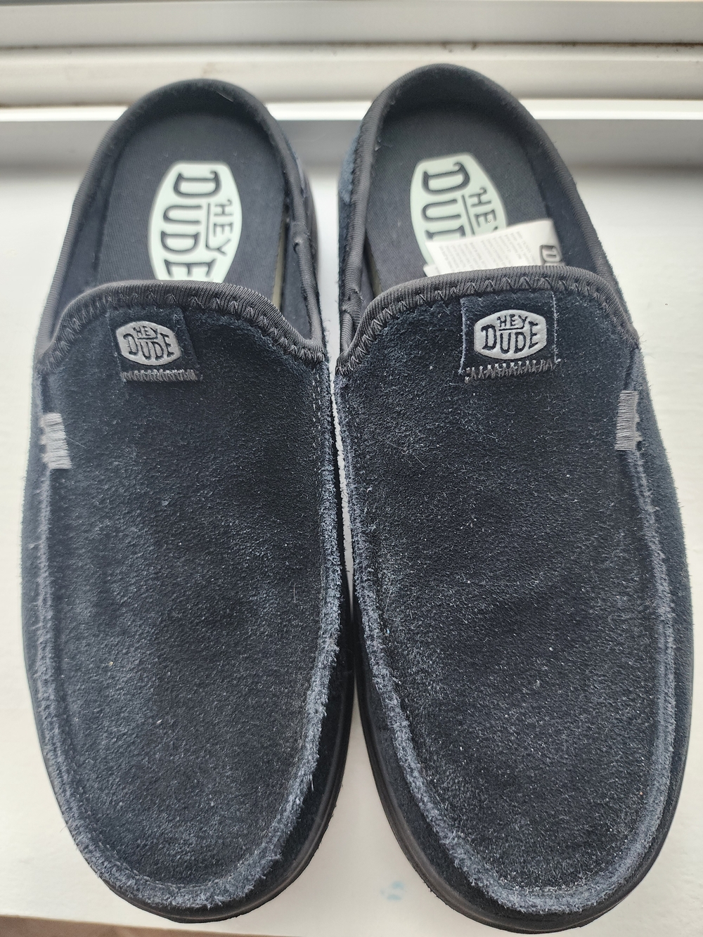 Hey Dude Women's Slip-On Suede Loafers Black On Black